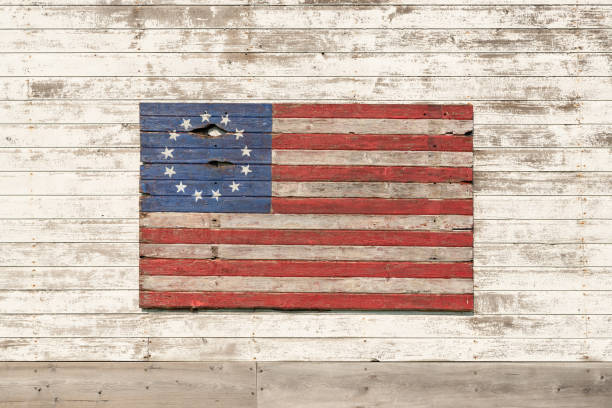 istock Painted wood Colonial American Flag. 1621173665