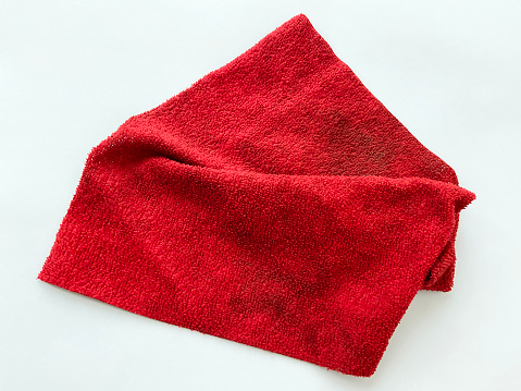 Dirty red microfiber cloth