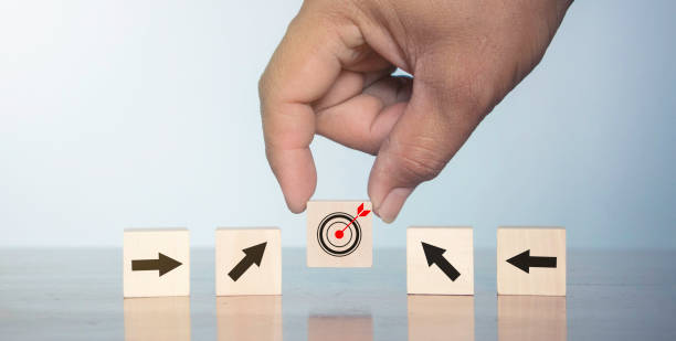 istock Hand arranging wood block stacking with business strategy and Action plan,targeting the business concept.business development concept. 1621191617
