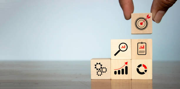 istock Hand arranging wood block stacking with business strategy and Action plan,targeting the business concept.business development concept. 1621191794