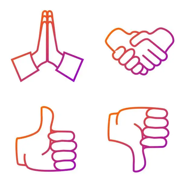 Vector illustration of gradient hand emoji