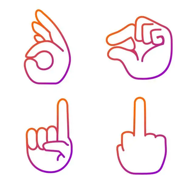 Vector illustration of gradient hand emoji