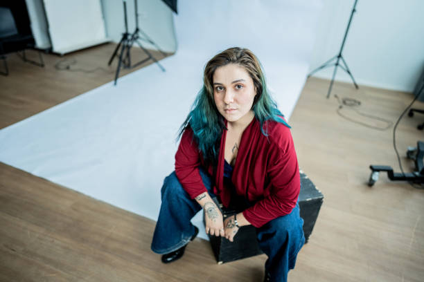 istock Portrait of a young model woman at studio 1621263468