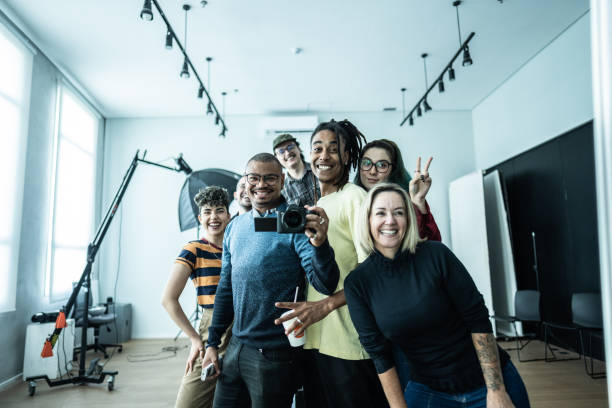 Portrait of friends at studio
