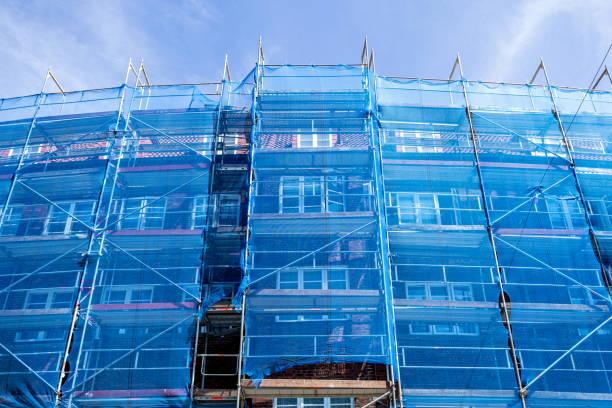 scaffolding at a residential building currently under renovation
