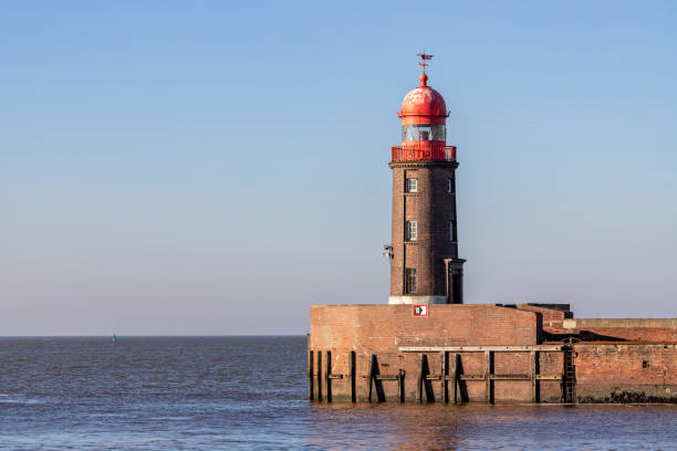 Geeste estuary breakwater light in Bremerhaven, Germany