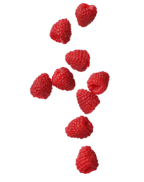raspberries aislado sobre fondo blanco, primer plano - frambuesa fotografías e imágenes de stock