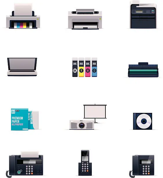 Vector illustration of Office electronics icon set