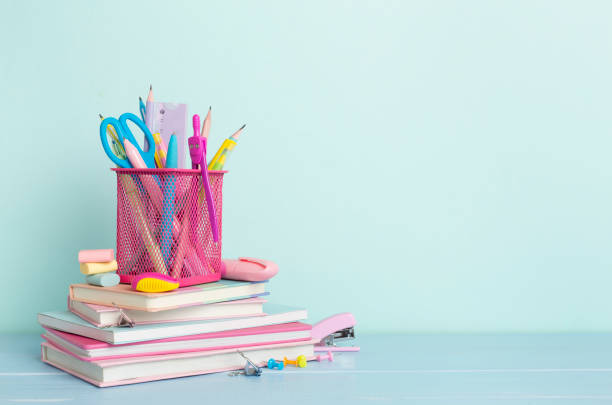 istock Composition with books and stationery on wooden table. Back to school concept 1621390794