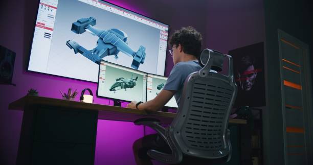 istock Teenage designer works on 3D modeling project on computer 1621392511