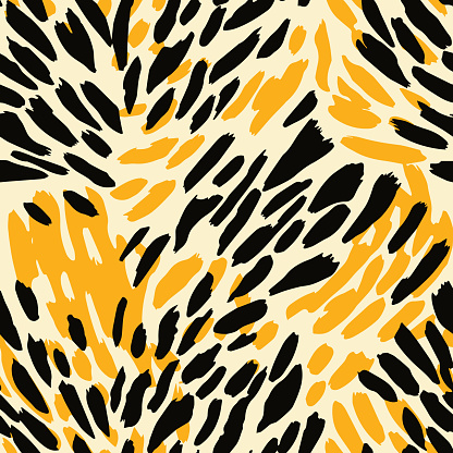 A orange and black animal print seamless pattern. Vector illustration