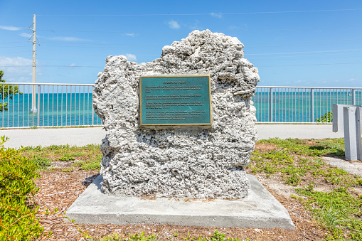 Monroe, USA - August 26, 2014: sign to  honor the victims of 1935 hurricae in the keys in Monroe County, Florida.