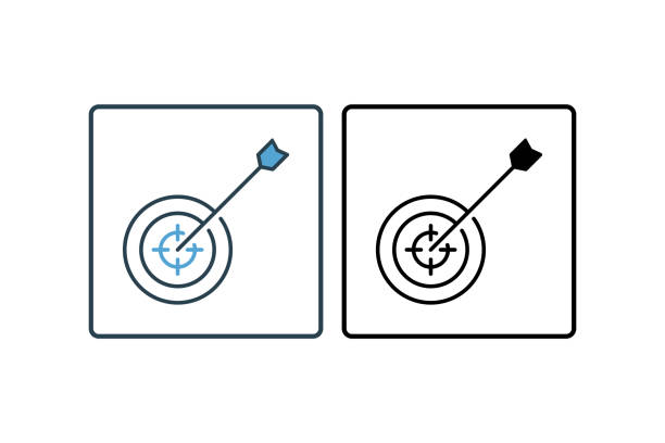 illustrations, cliparts, dessins animés et icônes de icône de la cible. icône liée à l’évaluation. style d’icône uni. conception vectorielle simple modifiable - archery target sport sport computer icon