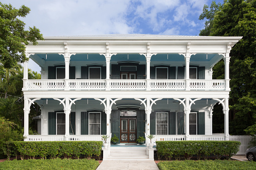 Key West, USA - August 26, 2014: scenic villa in american victorian style in Key West, USA.