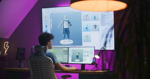 istock Young 3D designer creates video game character or clothes 1621414159