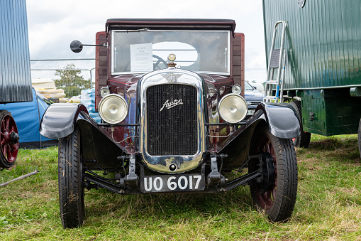 Low Ham.Somerset.United Kingdom.July 23rd 2023.An Austin 12/4 truck from 1928 is on show at the Somerset steam and country show