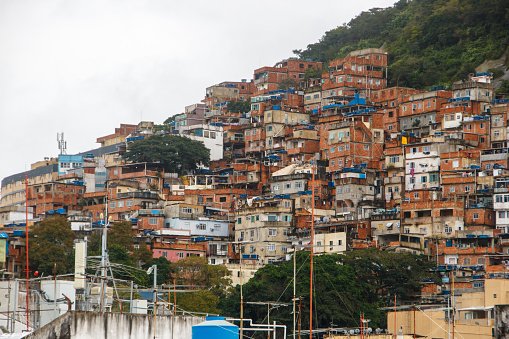 cantagalo hill favela in rio de janeiro, brazil.