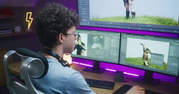 istock Teenager draws video game character, creates animation 1621419784