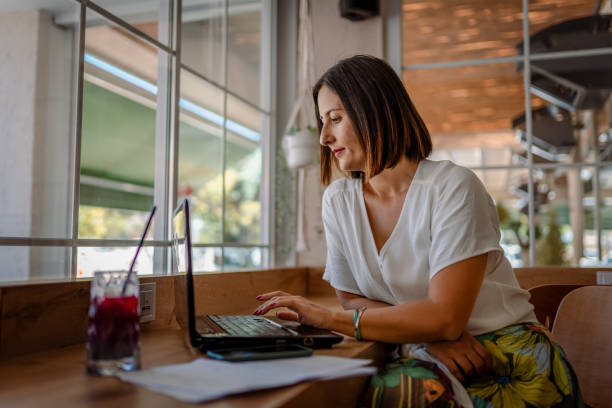 Businesswoman working before presentation to her colleagues