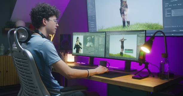 istock Teenager draws video game character, creates animation 1621423254