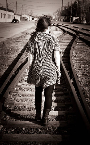 istock Emotional woman on Railway 162143509