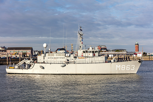 Peenemuende, Germany, May 12, 2022 - The former Soviet submarine K-24, later B-124 and today U-461 as a museum ship in the harbor of Peenemuende