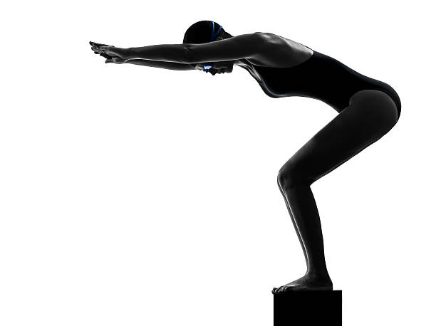 istock woman competition swimmer on starting silhouette 162144867