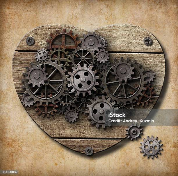 Aged Human Heart Model Made Of Rusty Metal Gears Stock Photo - Download Image Now - Gear - Mechanism, Heart Shape, Concepts