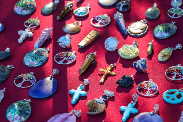 istock Jewelry Pendants on a Red Tablecloth 1621514079