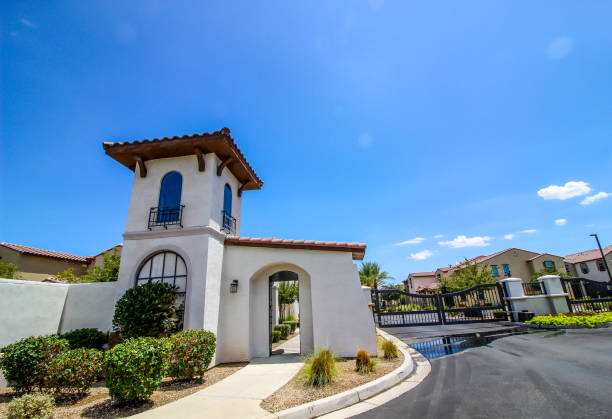 istock Pedestrian Walk Through To Gated Subdivision 1621517374