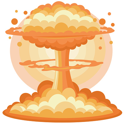 Nuclear explosion after atomic bomb as a mushroom cloud - vector image