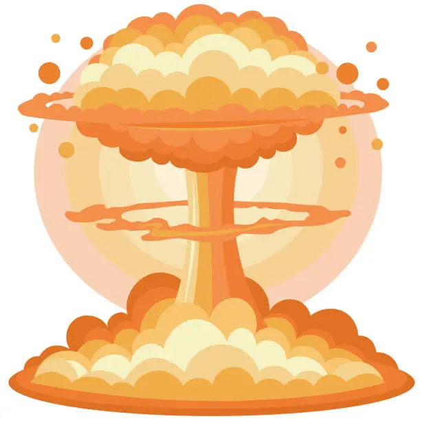 Vector illustration of Nuclear explosion after atomic bomb as a mushroom cloud