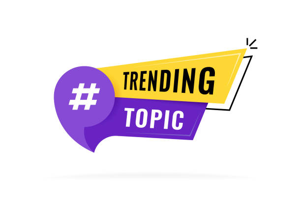 Trending topic badge design. Colorful advertising banner with Trending topic inscription and hashtag sign. Modern vector illustration vector art illustration