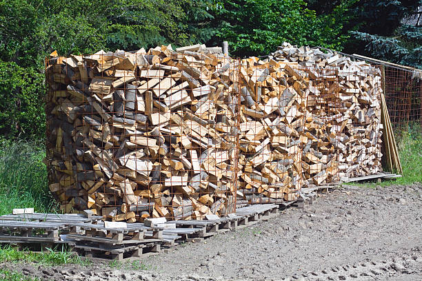 istock Stacked sliced wood for fireplace 162158357