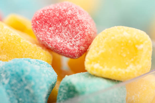 Sweets, closeup of beautiful colorful candies , selective focus.