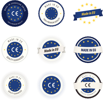 Made in European Union labels, badges and stickers.