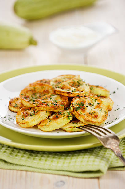 Fried zucchini stock photo