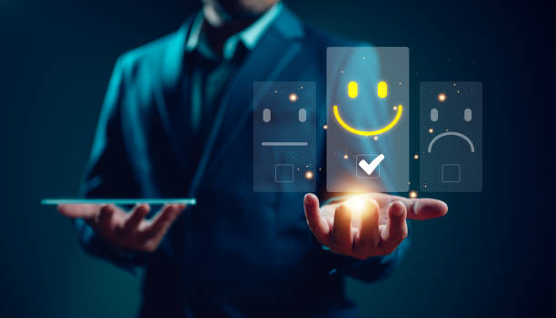 istock User give rating to service experience on online application, Customer review satisfaction feedback survey concept, Customer can evaluate quality of service leading to reputation ranking of business. 1621679464