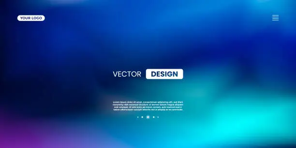 Vector illustration of Abstract multi colored dark blue and purple gradient fluid background design. Neon glowing fluid abstract design on dark background