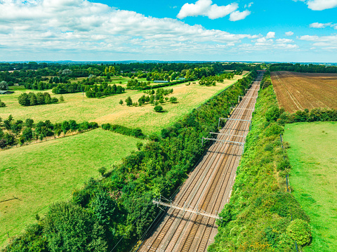 The railway at sunny day in English Midlands