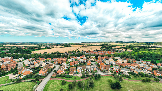 Aerial View of Countryside in English Midlands