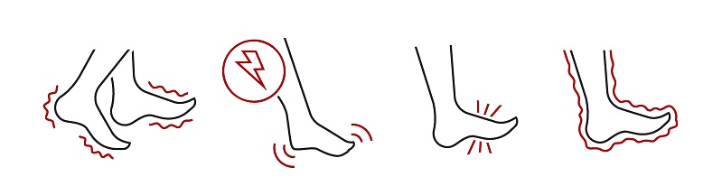 Restless leg syndrome outline icon. RLS linear sign. Willis-Ekbom Disease logotype element. Medical, healthcare concept. Editable vector illustration isolated on a white background.