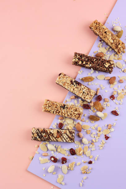 istock Various Protein Granola Bar on Colorful Background 1621993948
