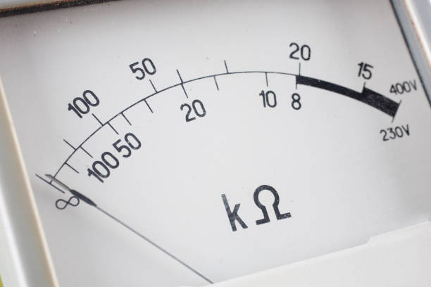 Close-up of an vintage ancient ohmmeter isolated on white background