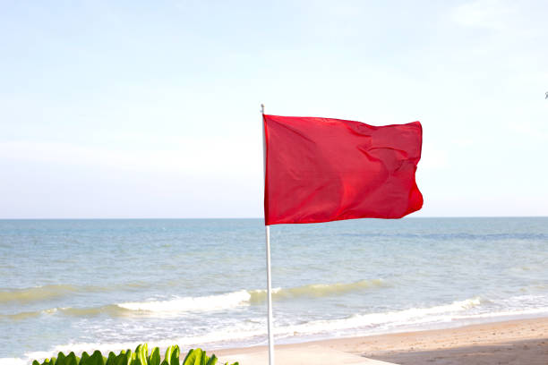 istock A red flag. Warning sign on the beach 1622045028