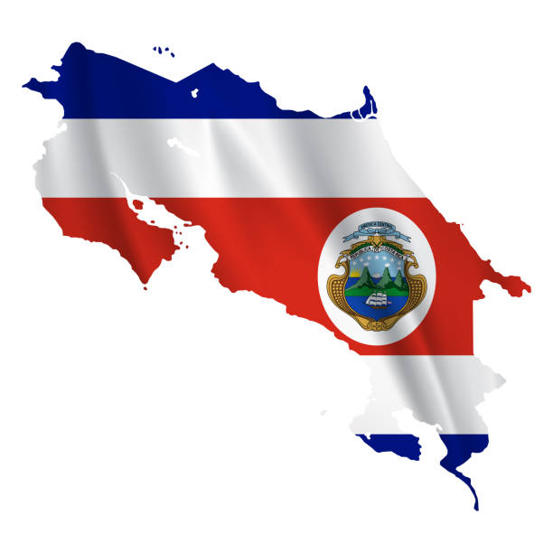 istock Costa Rica map with waving flag isolated on white background 1622047467