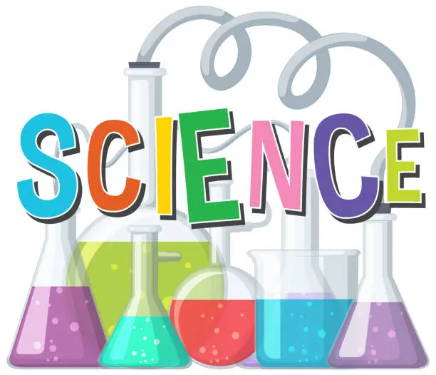 Vector illustration of Science Logo Banner with Lab Tools and Equipment