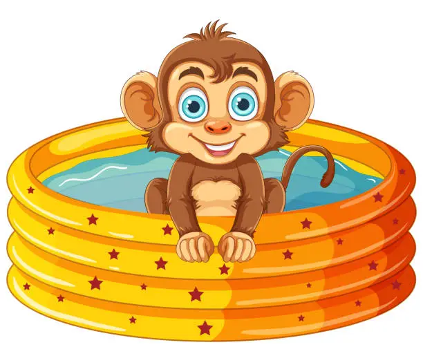 Vector illustration of Cute money in inflatable pool