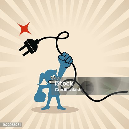 istock A smiling woman holding an electric plug pulled out from the socket 1622066981