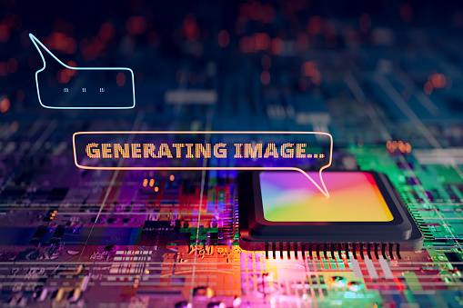 La CPU AI está generando la imagen solicitada por el usuario, renderizado 3D photo